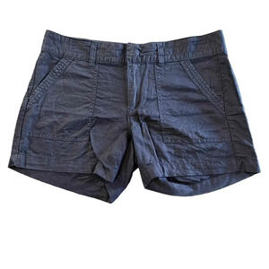 Banana Republic Navy Linen Blend Chino Shorts Pockets Button Closure‎ Size 4
